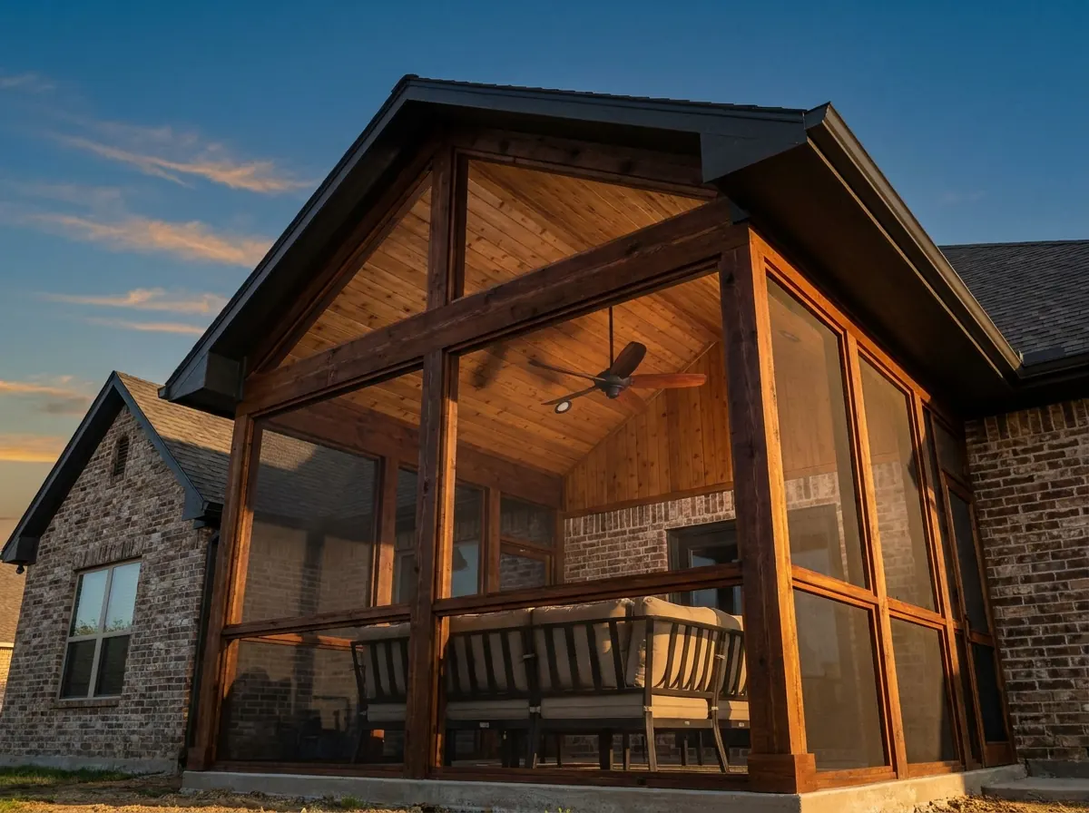 Screened porch with vaulted ceiling